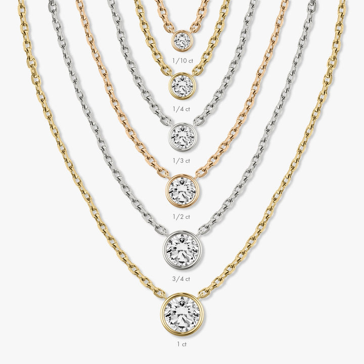 0.10CT - 1.0CT Round Bezel Solitaire F-VS Lab Grown Diamond Necklace