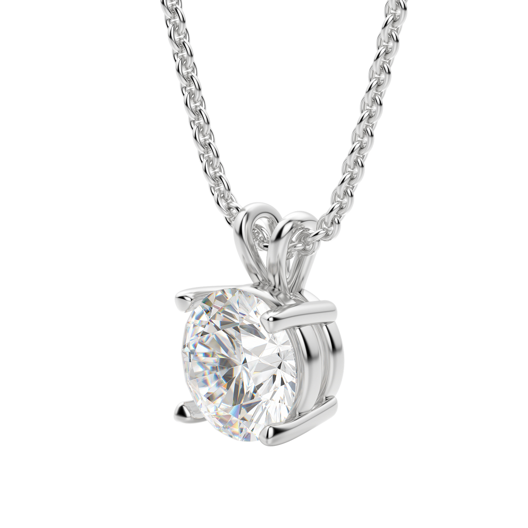 0.25-1.0CT Round Solitaire F-VS Lab Grown Diamond Necklace for Her