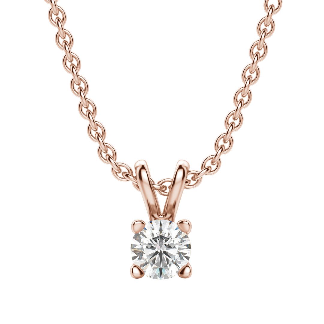 0.25-1.0CT Round Solitaire F-VS Lab Grown Diamond Necklace for Women
