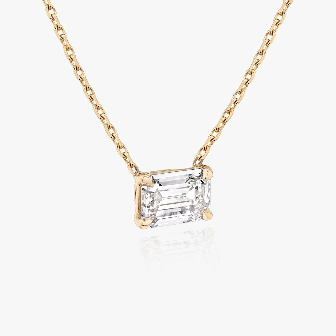 0.25CT - 1.0CT Emerald Solitaire F-VS Lab Grown Diamond Necklace