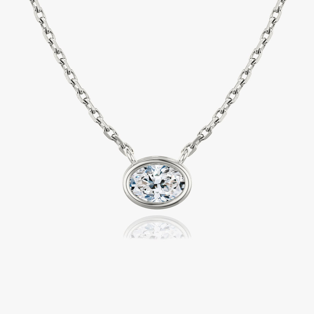 0.25CT - 1.0CT Oval Bezel Solitaire F-VS Lab Grown Diamond Necklace