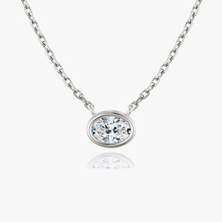0.25CT - 1.0CT Oval Bezel Solitaire F-VS Lab Grown Diamond Necklace