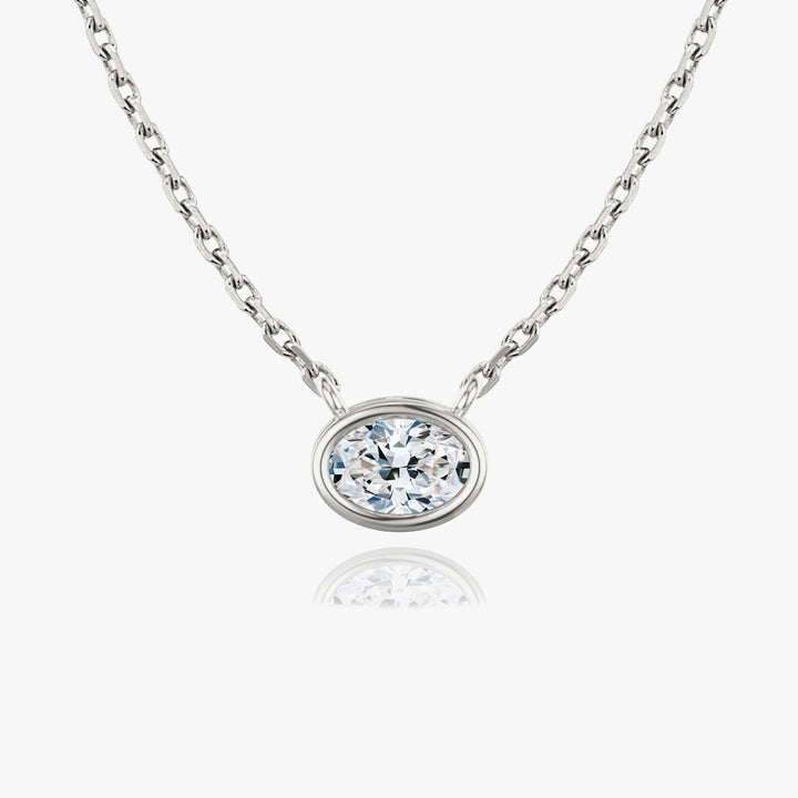 0.25CT - 1.0CT Oval Bezel Solitaire F-VS Lab Grown Diamond Necklace