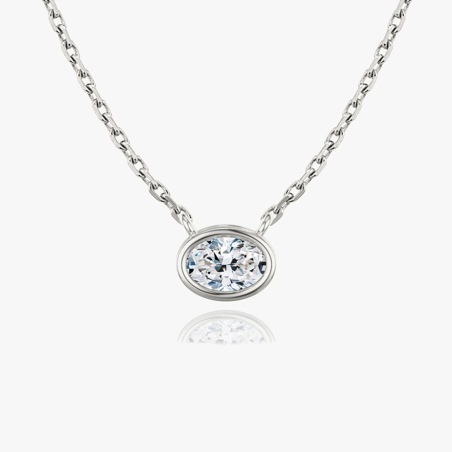 0.25CT - 1.0CT Oval Bezel Solitaire F-VS Lab Grown Diamond Necklace