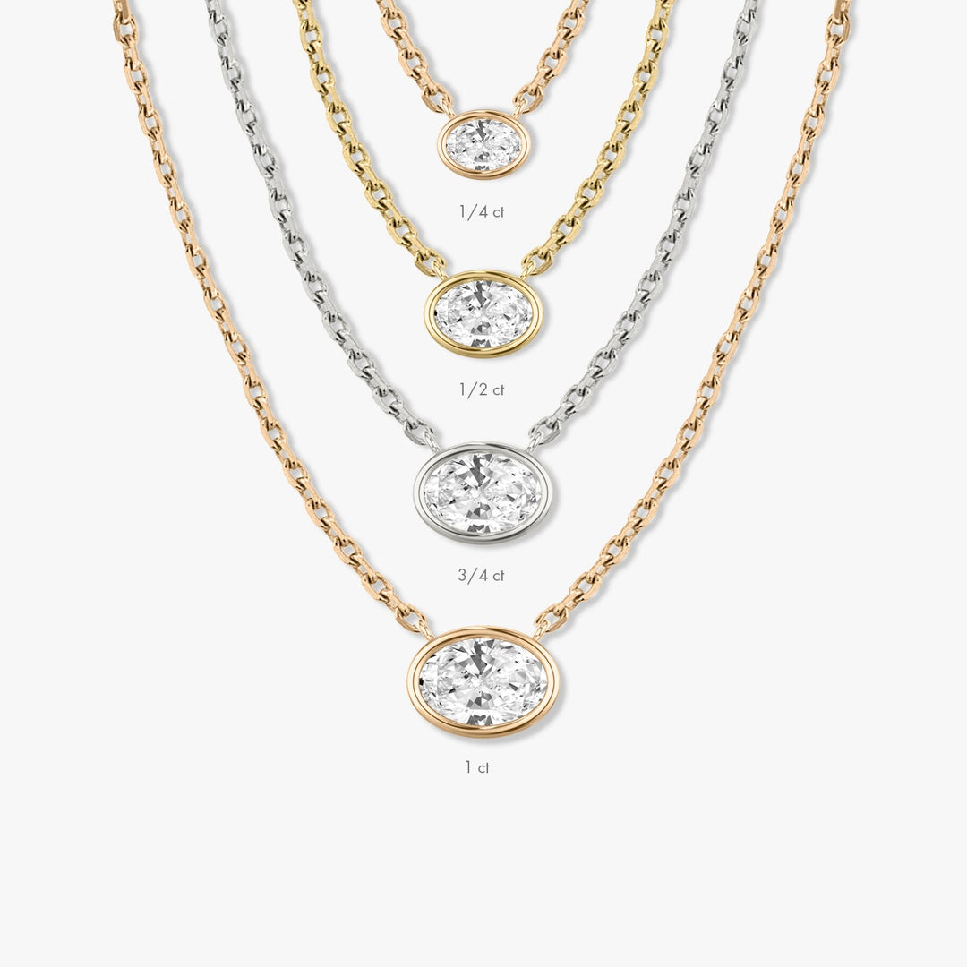 0.25CT - 1.0CT Oval Bezel Solitaire F-VS Lab Grown Diamond Necklace