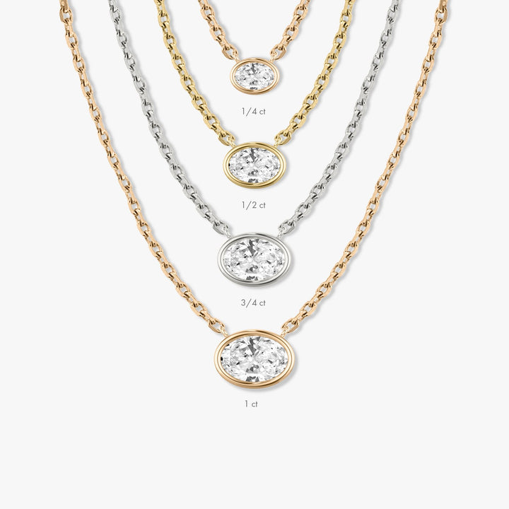 0.25CT - 1.0CT Oval Bezel Solitaire F-VS Lab Grown Diamond Necklace