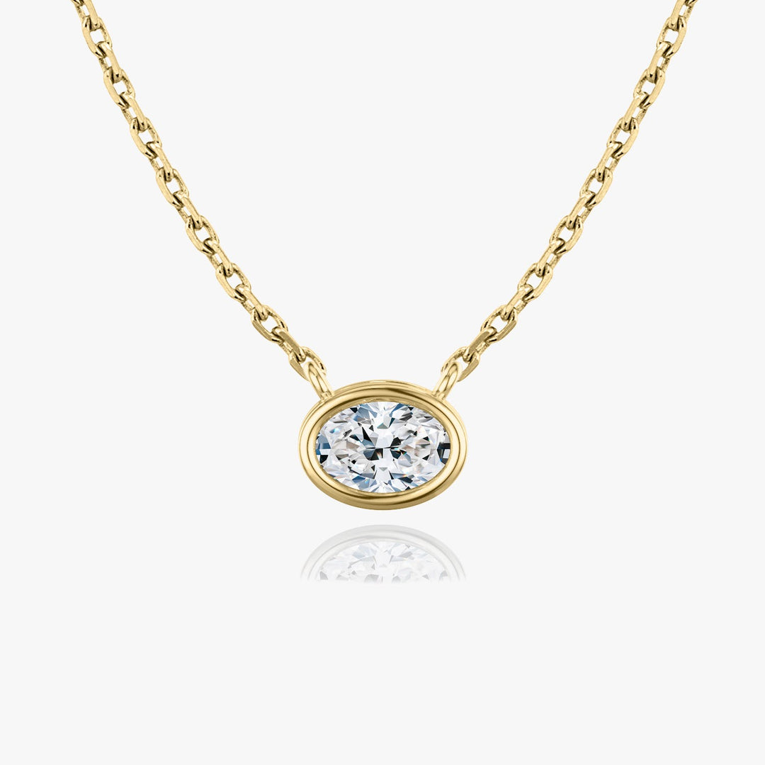 0.25CT - 1.0CT Oval Bezel Solitaire F-VS Lab Grown Diamond Necklace