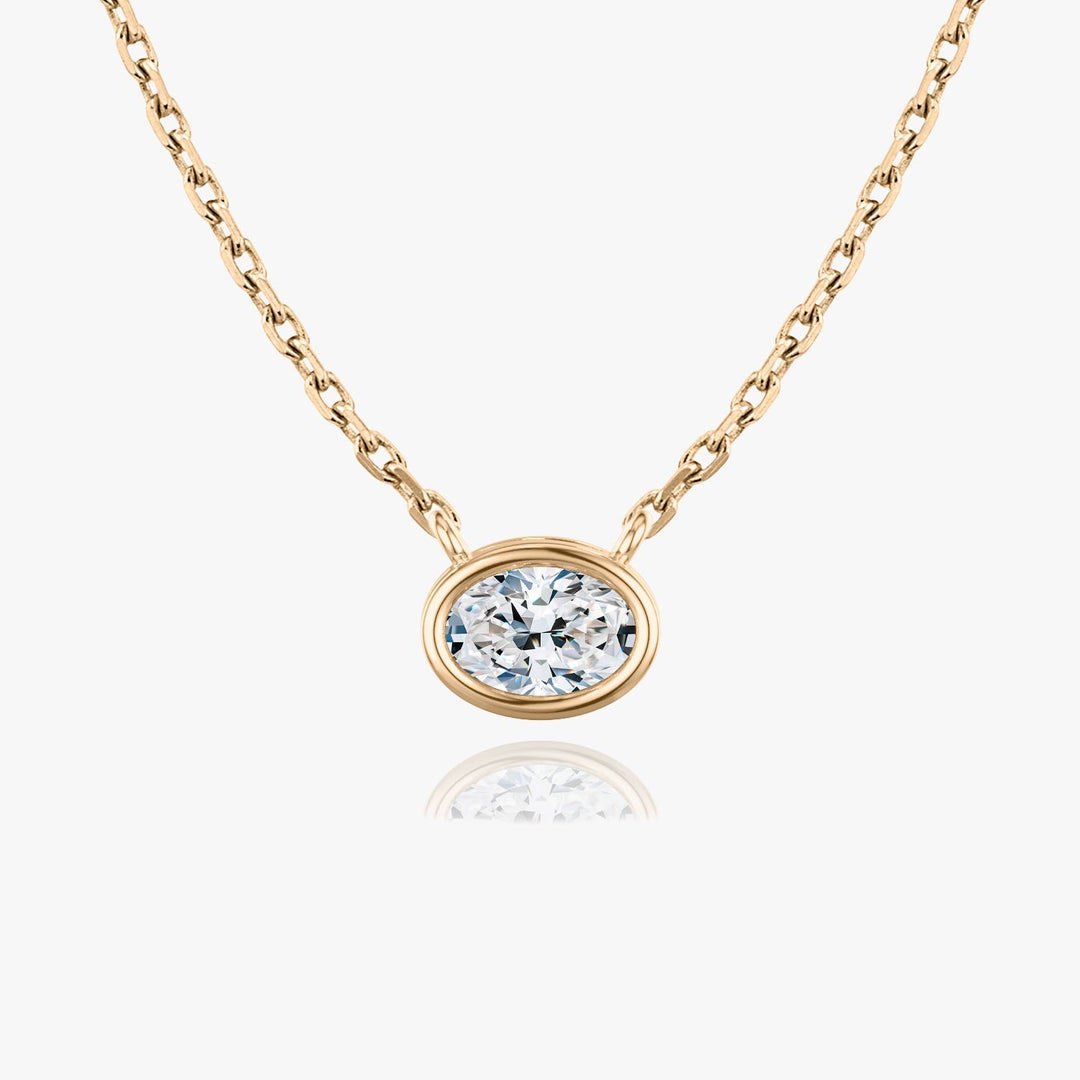 0.25CT - 1.0CT Oval Bezel Solitaire F-VS Lab Grown Diamond Necklace