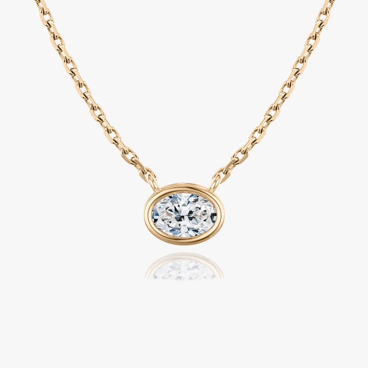 0.25CT - 1.0CT Oval Bezel Solitaire F-VS Lab Grown Diamond Necklace