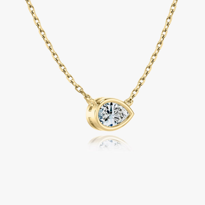 0.25CT-1.0CT Pear Bezel Solitaire F-VS Lab Grown Diamond Necklace
