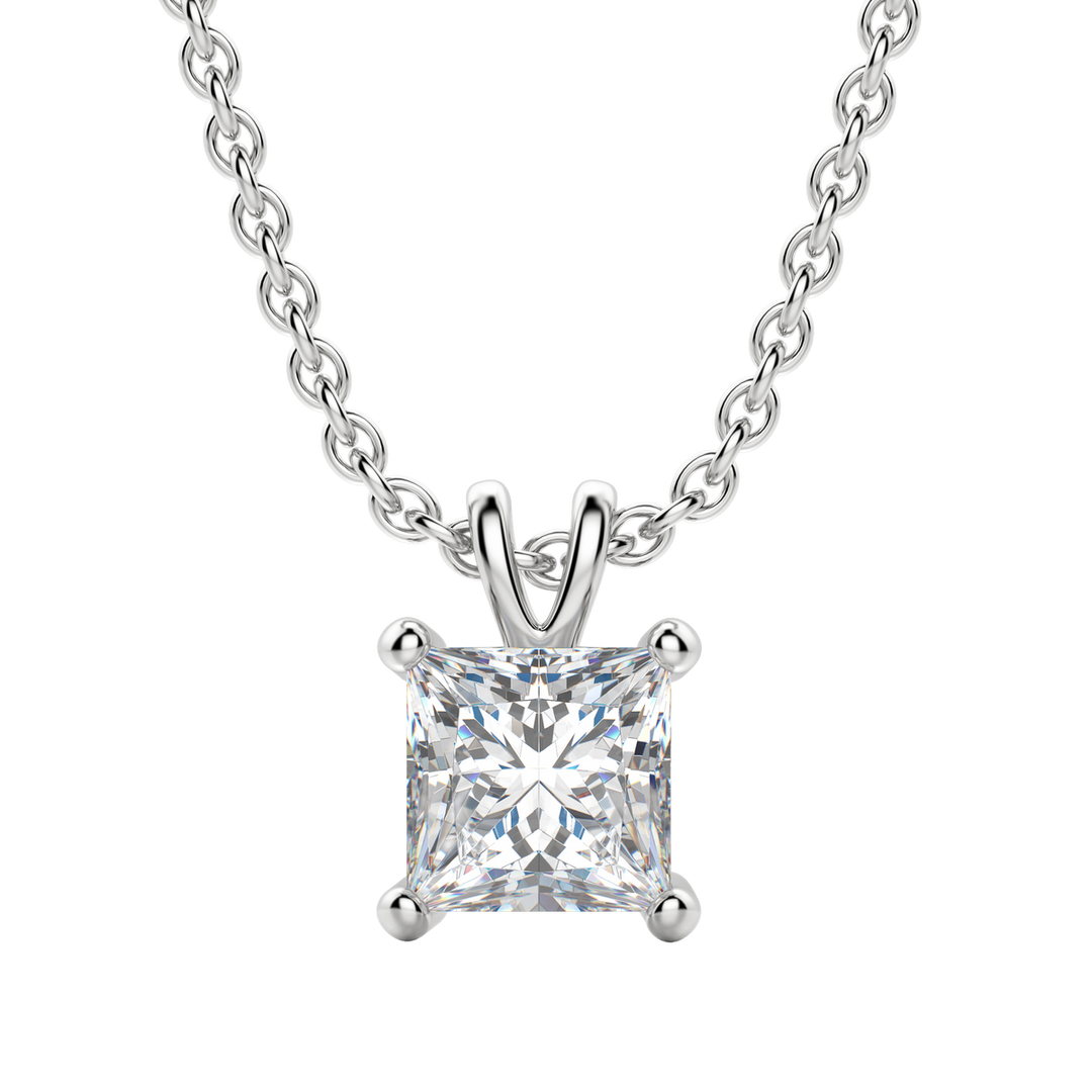 0.25CT- 1.0CT Princess Solitaire F-VS Lab Grown Diamond Necklace