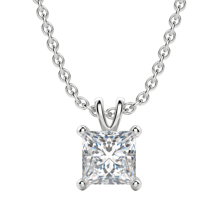 0.25CT- 1.0CT Princess Solitaire F-VS Lab Grown Diamond Necklace