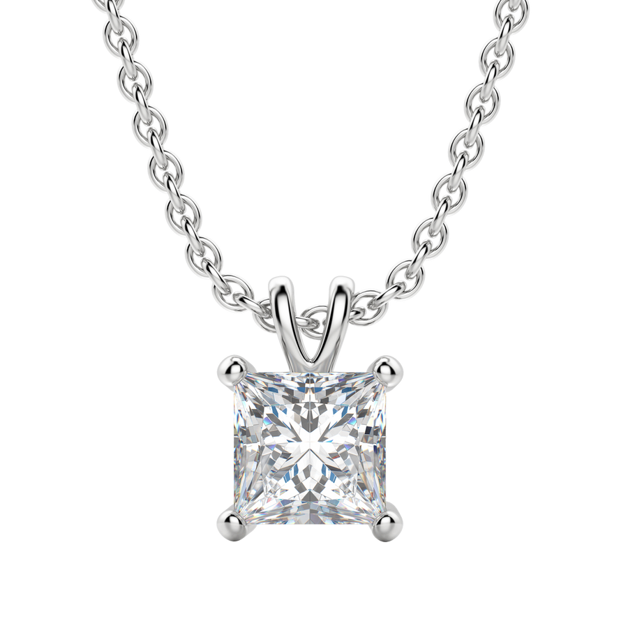 0.25CT- 1.0CT Princess Solitaire F-VS Lab Grown Diamond Necklace