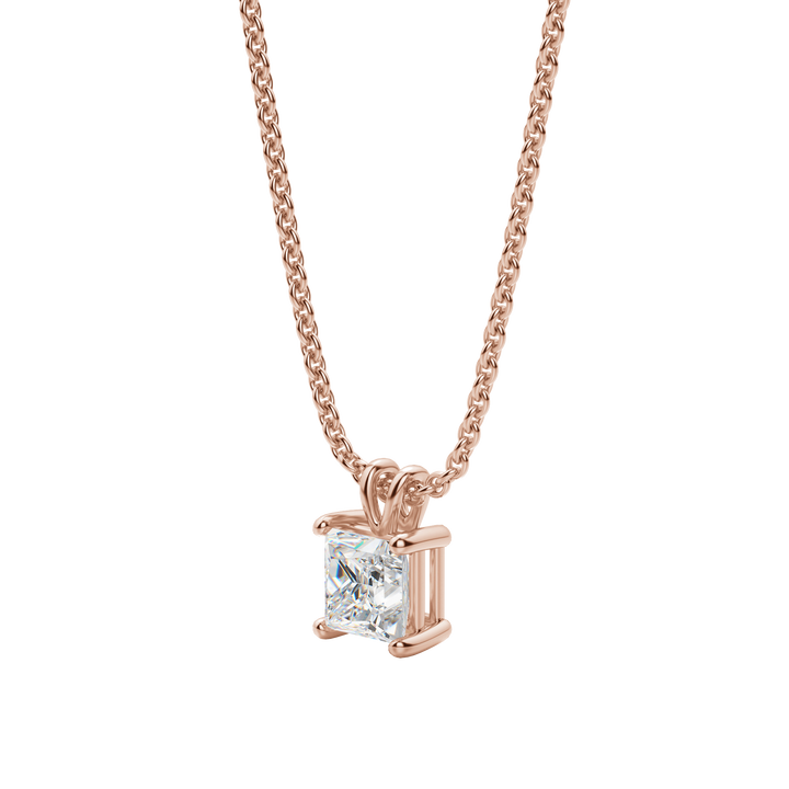 0.25CT- 1.0CT Princess Solitaire F-VS Lab Grown Diamond Necklace