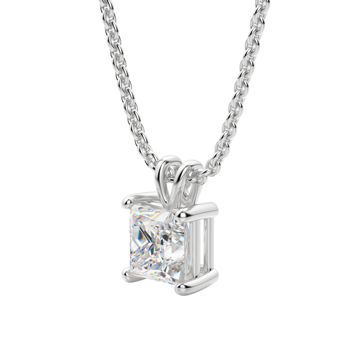 0.25CT- 1.0CT Princess Solitaire F-VS Lab Grown Diamond Necklace