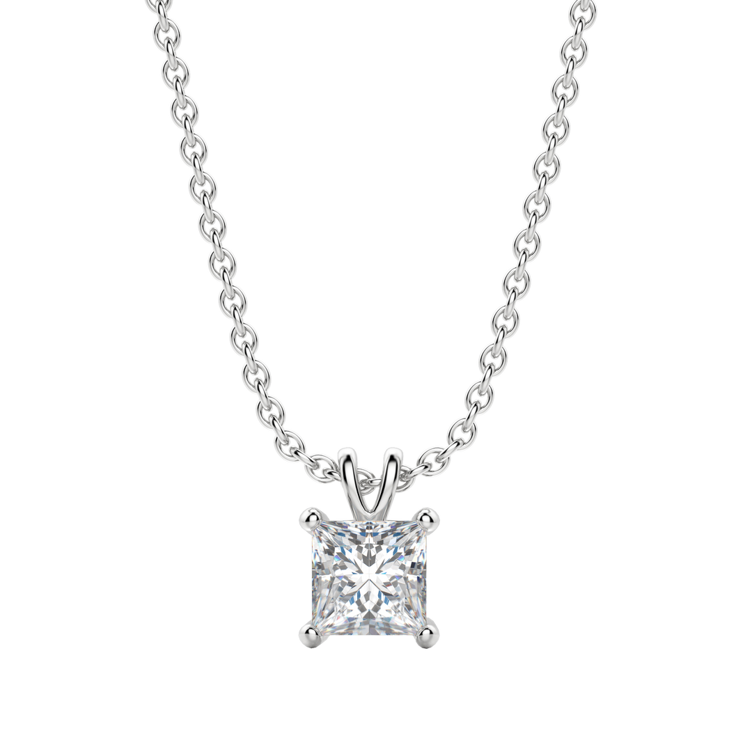 0.25CT- 1.0CT Princess Solitaire F-VS Lab Grown Diamond Necklace