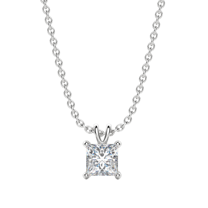 0.25CT- 1.0CT Princess Solitaire F-VS Lab Grown Diamond Necklace