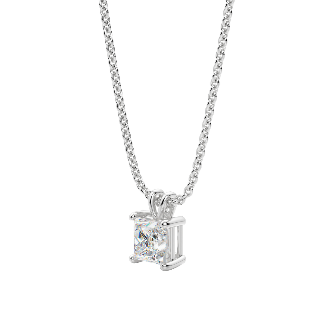 0.25CT- 1.0CT Princess Solitaire F-VS Lab Grown Diamond Necklace