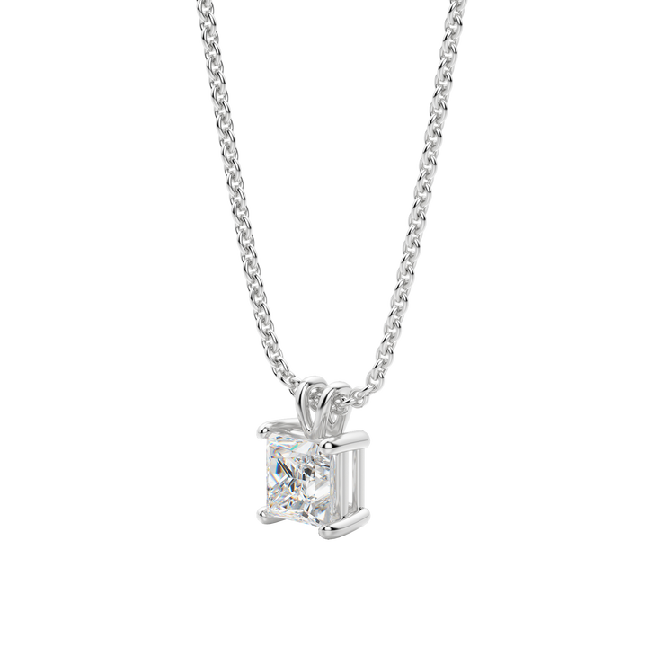 0.25CT- 1.0CT Princess Solitaire F-VS Lab Grown Diamond Necklace