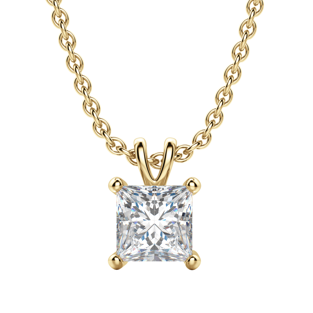 0.25CT- 1.0CT Princess Solitaire F-VS Lab Grown Diamond Necklace