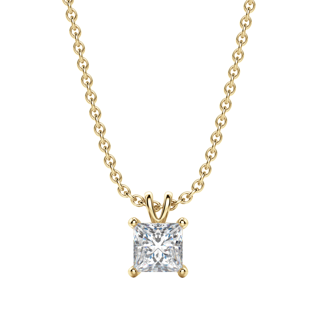 0.25CT- 1.0CT Princess Solitaire F-VS Lab Grown Diamond Necklace