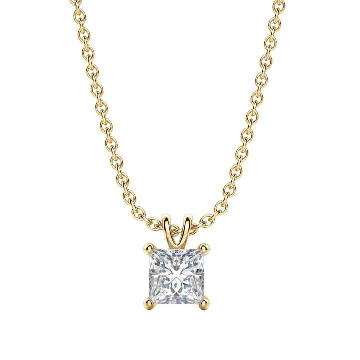 0.25CT- 1.0CT Princess Solitaire F-VS Lab Grown Diamond Necklace