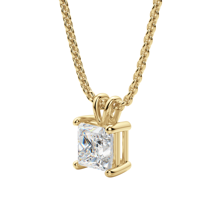 0.25CT- 1.0CT Princess Solitaire F-VS Lab Grown Diamond Necklace