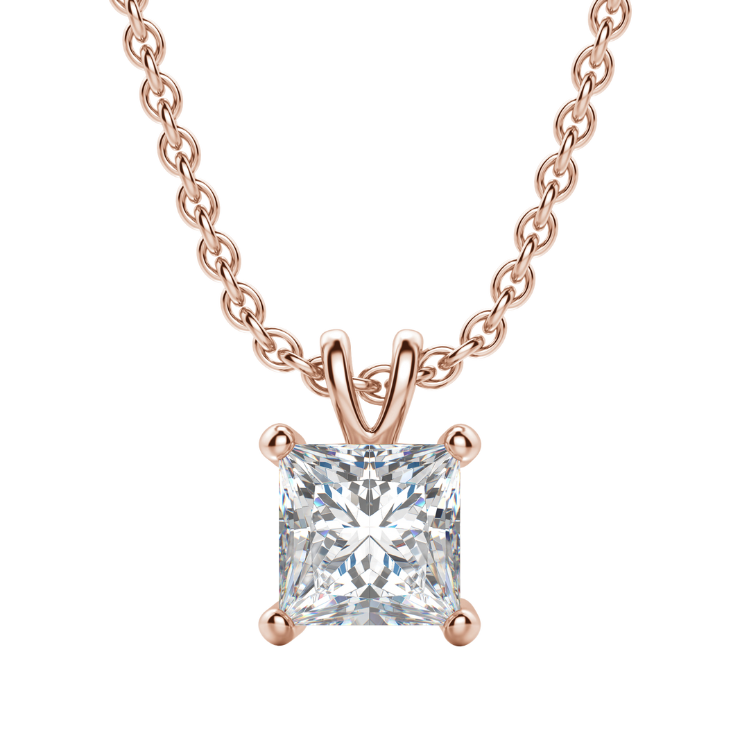 0.25CT- 1.0CT Princess Solitaire F-VS Lab Grown Diamond Necklace