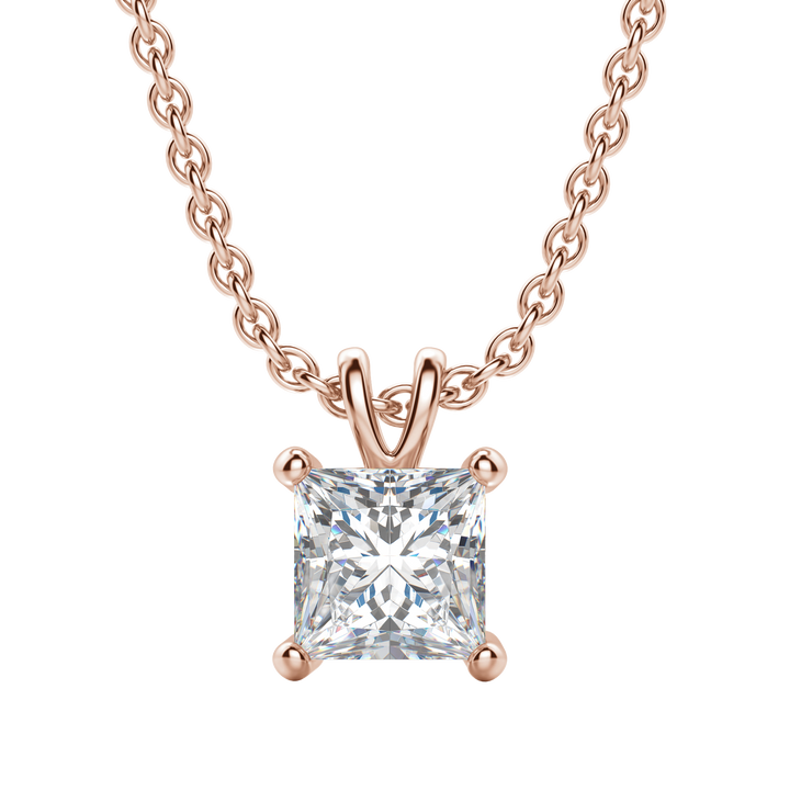 0.25CT- 1.0CT Princess Solitaire F-VS Lab Grown Diamond Necklace