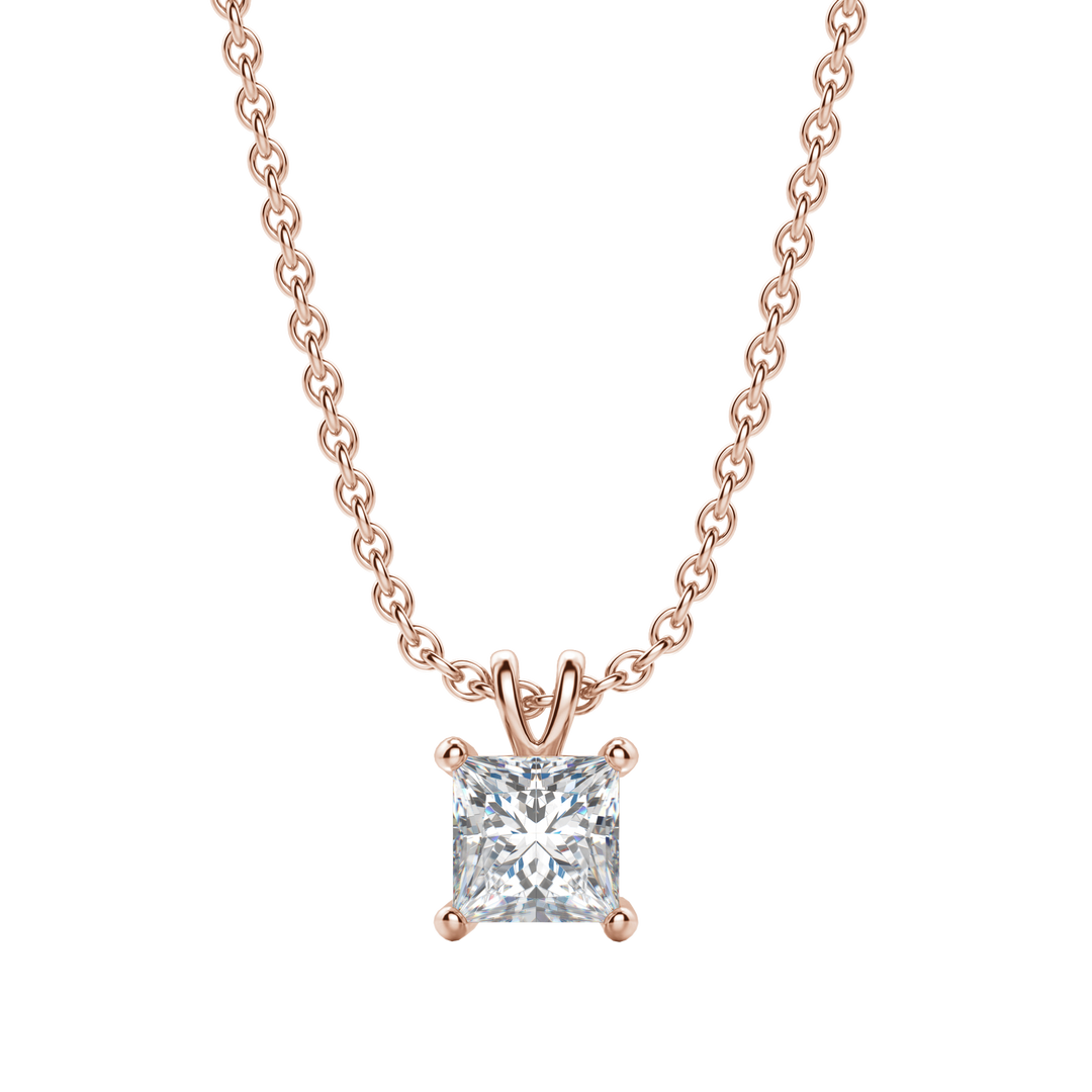 0.25CT- 1.0CT Princess Solitaire F-VS Lab Grown Diamond Necklace