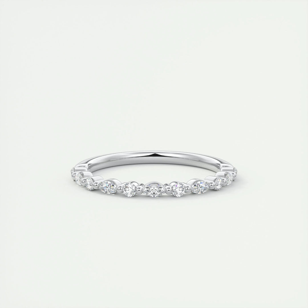 0.32ct Marquise & Round EF- VVS Lab Grown Diamond Half Eternity Wedding Band