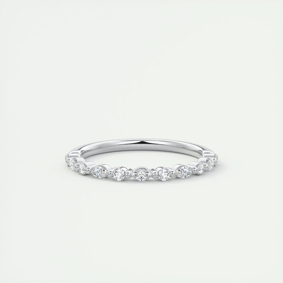 0.32ct Marquise & Round EF- VVS Lab Grown Diamond Half Eternity Wedding Band