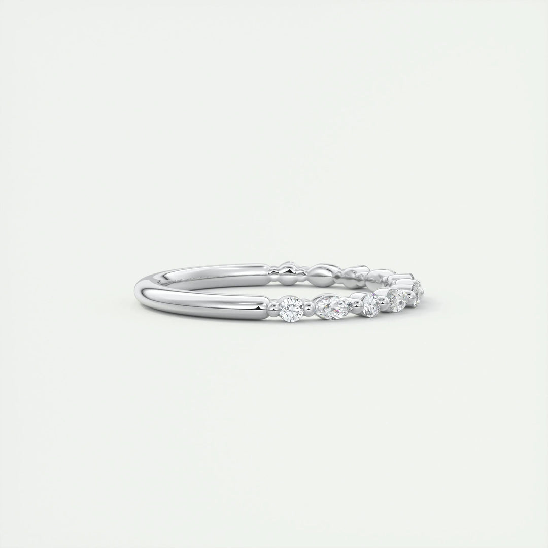 0.32ct Marquise & Round EF- VVS Lab Grown Diamond Half Eternity Wedding Band