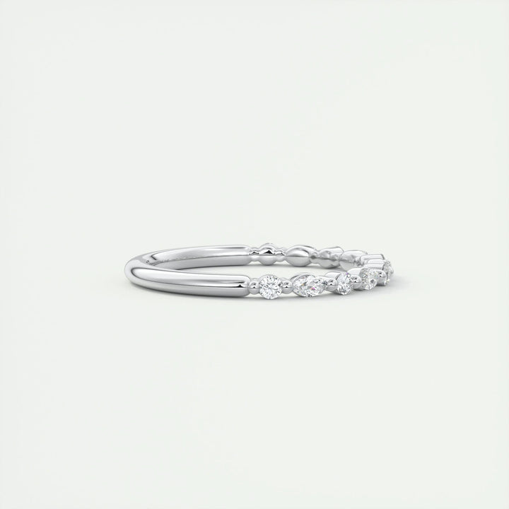 0.32ct Marquise & Round EF- VVS Lab Grown Diamond Half Eternity Wedding Band