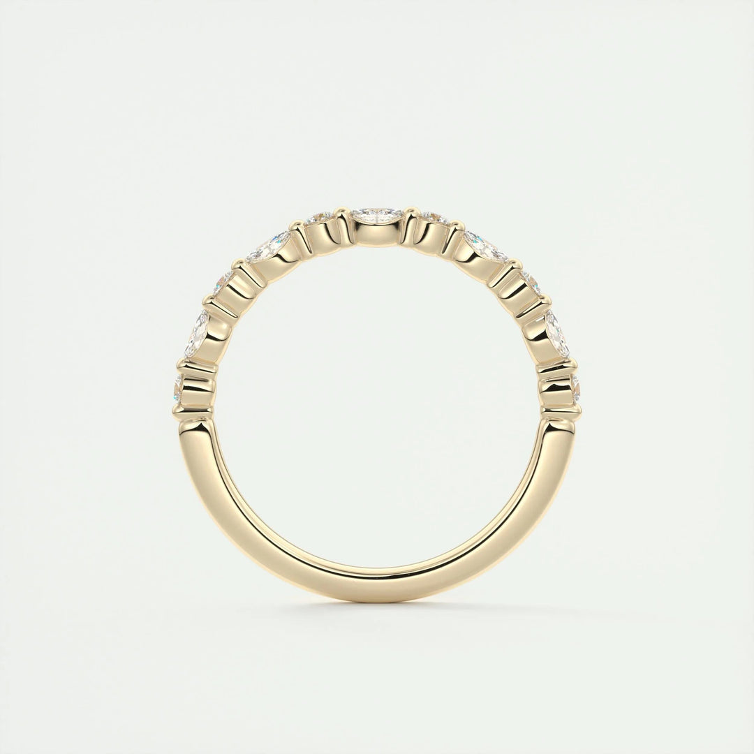 0.32ct Marquise & Round EF- VVS Lab Grown Diamond Half Eternity Wedding Band