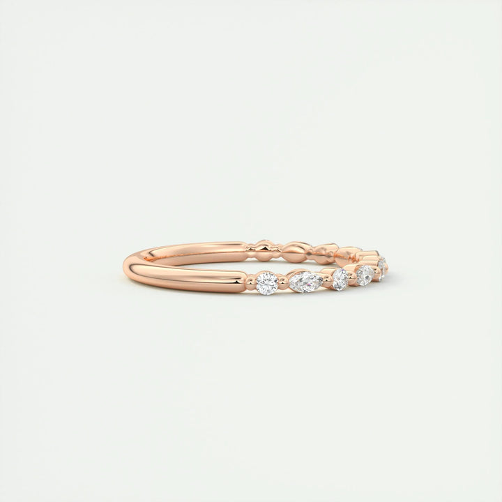 0.32ct Marquise & Round EF- VVS Lab Grown Diamond Half Eternity Wedding Band