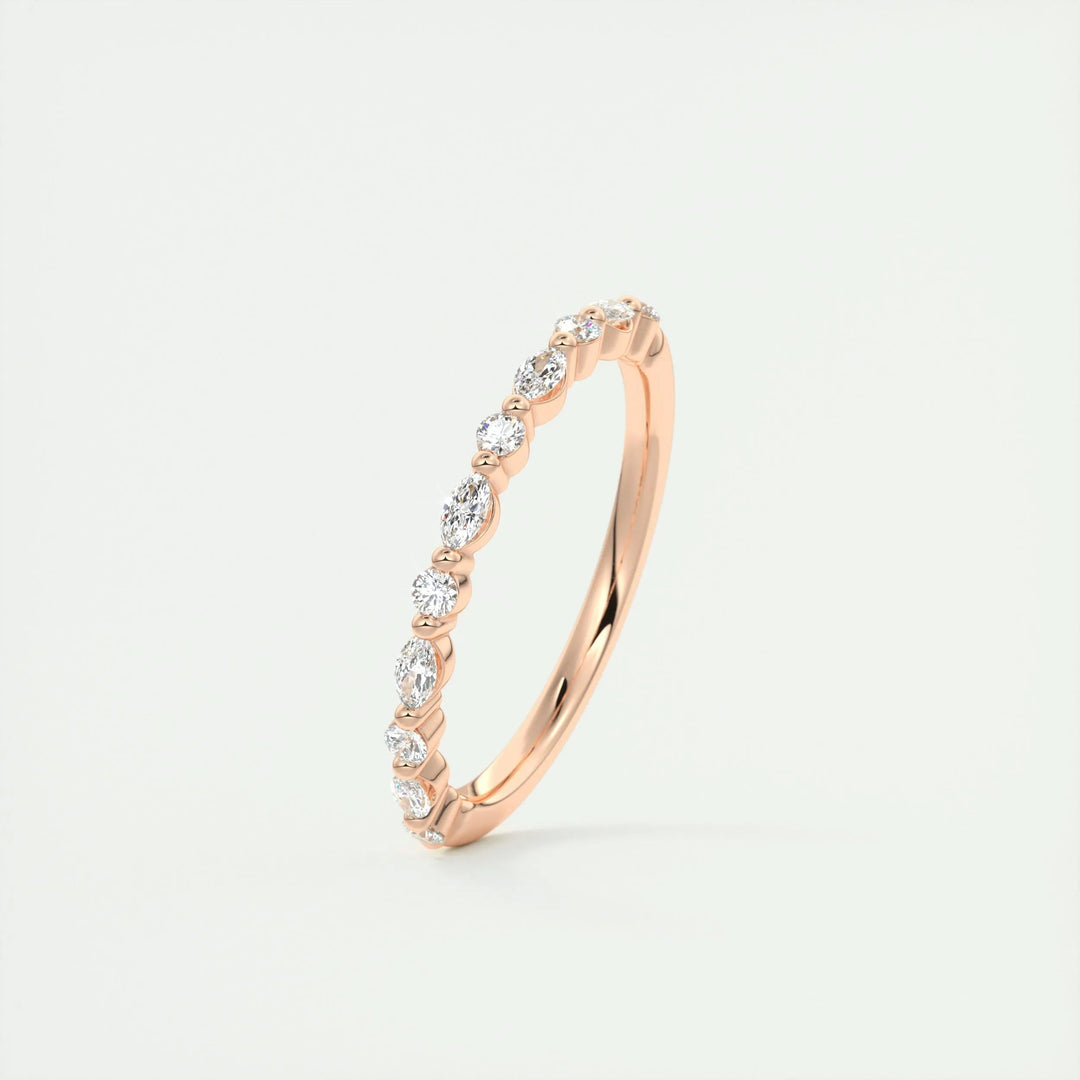 0.32ct Marquise & Round EF- VVS Lab Grown Diamond Half Eternity Wedding Band