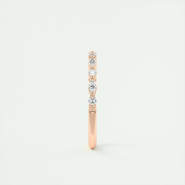 0.32ct Marquise & Round EF- VVS Lab Grown Diamond Half Eternity Wedding Band