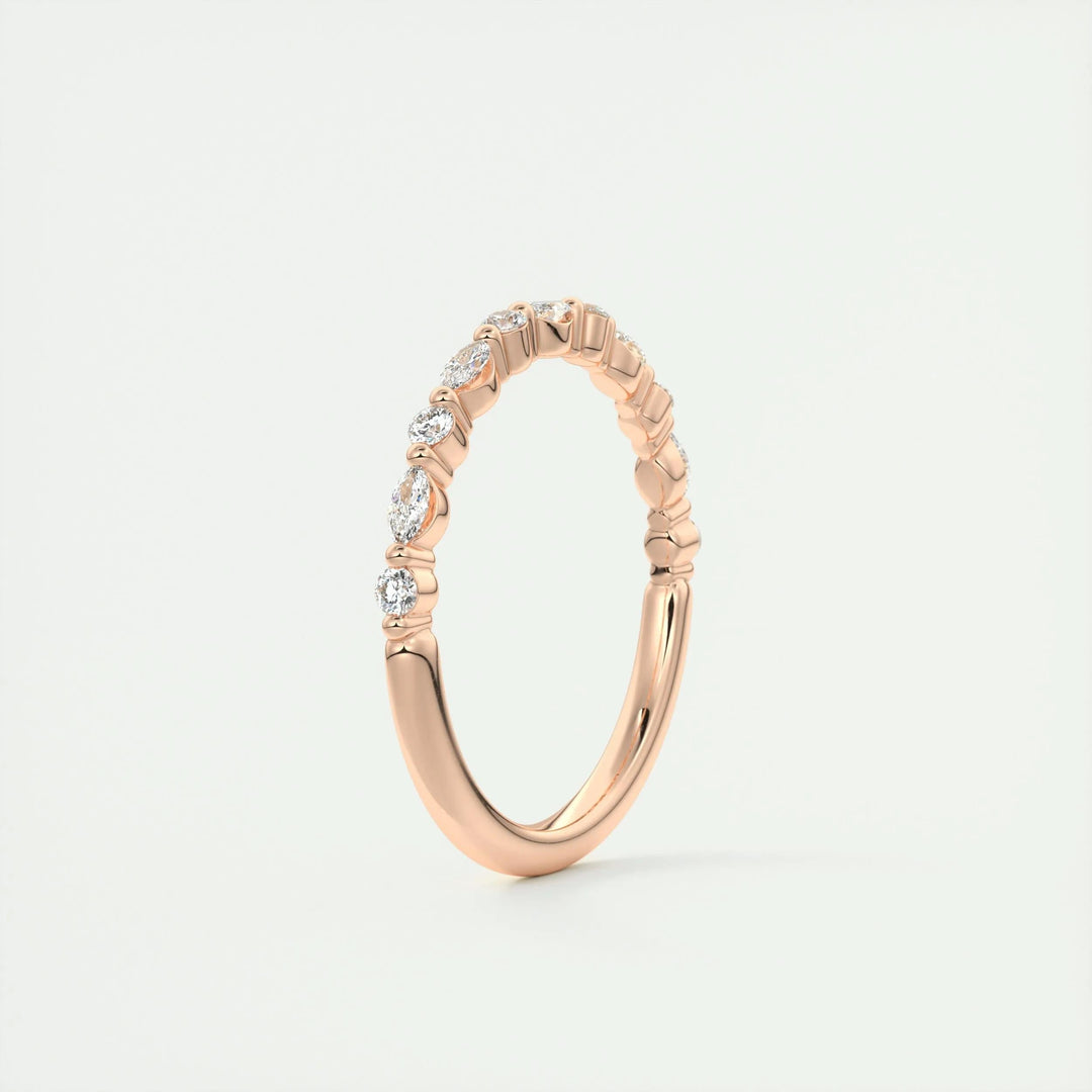 0.32ct Marquise & Round EF- VVS Lab Grown Diamond Half Eternity Wedding Band