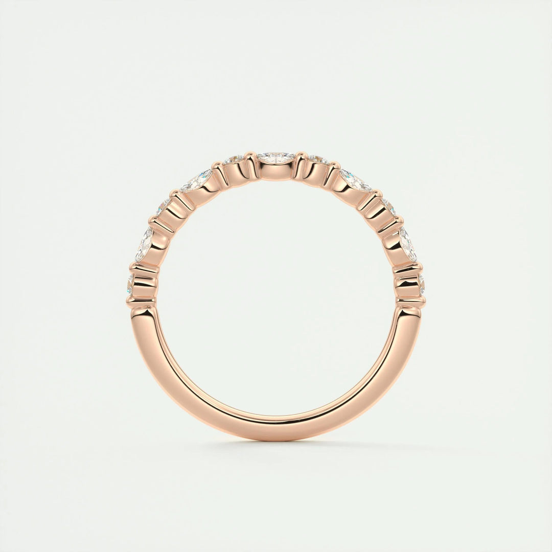 0.32ct Marquise & Round EF- VVS Lab Grown Diamond Half Eternity Wedding Band