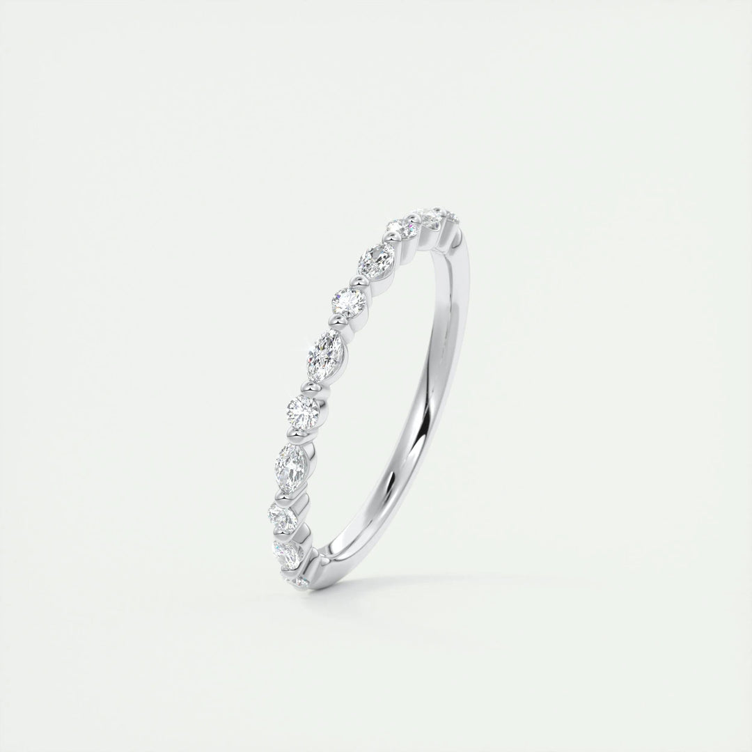 0.32ct Marquise & Round EF- VVS Lab Grown Diamond Half Eternity Wedding Band