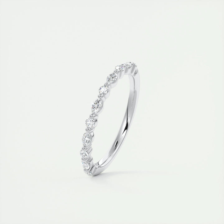 0.32ct Marquise & Round EF- VVS Lab Grown Diamond Half Eternity Wedding Band