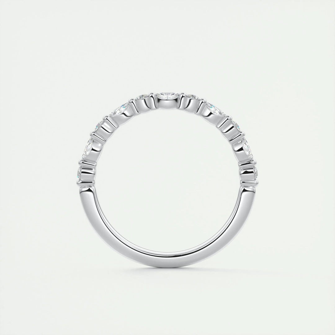 0.32ct Marquise & Round EF- VVS Lab Grown Diamond Half Eternity Wedding Band