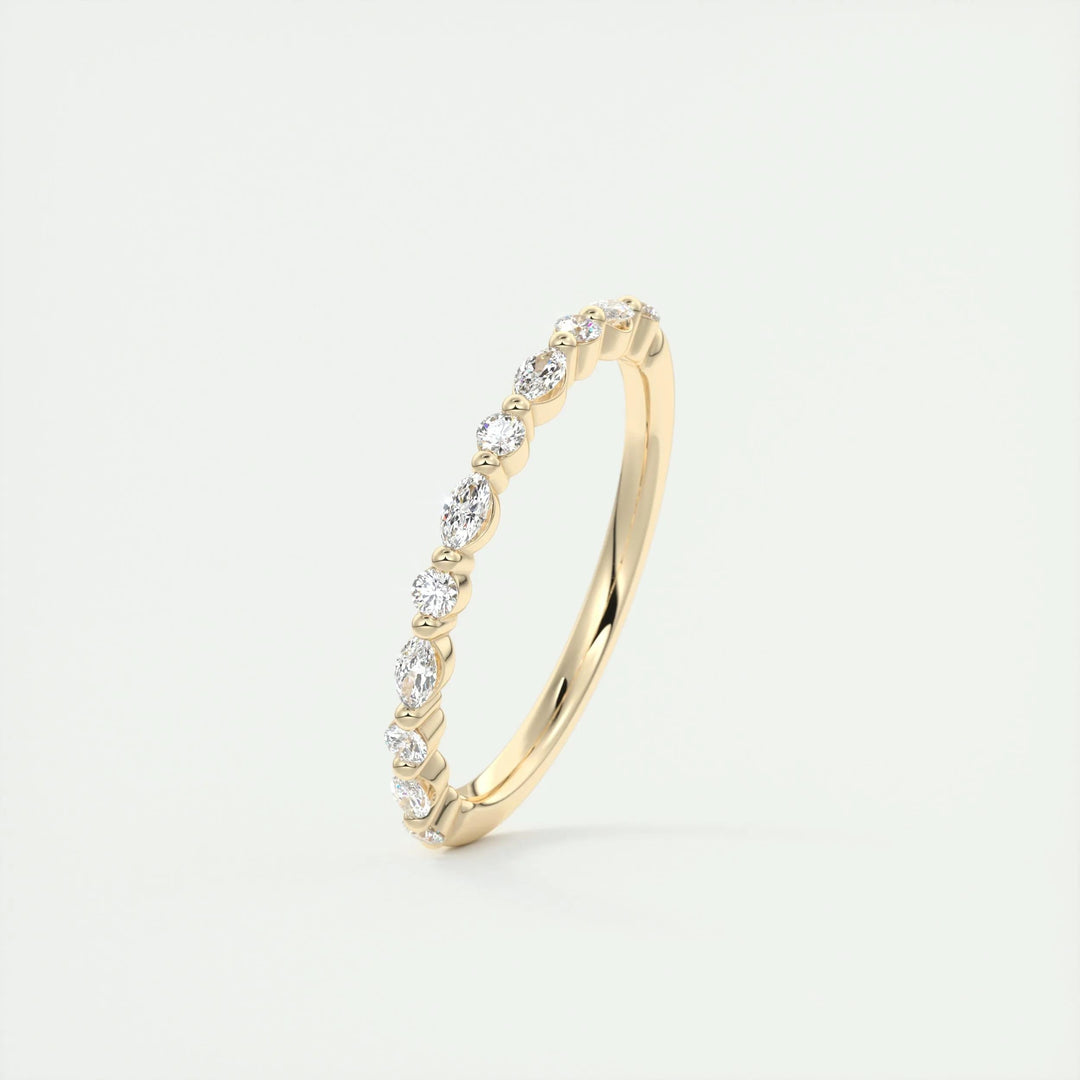 0.32ct Marquise & Round EF- VVS Lab Grown Diamond Half Eternity Wedding Band