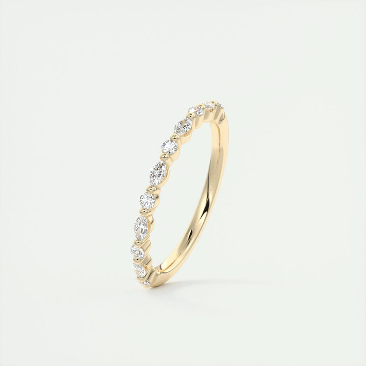 0.32ct Marquise & Round EF- VVS Lab Grown Diamond Half Eternity Wedding Band