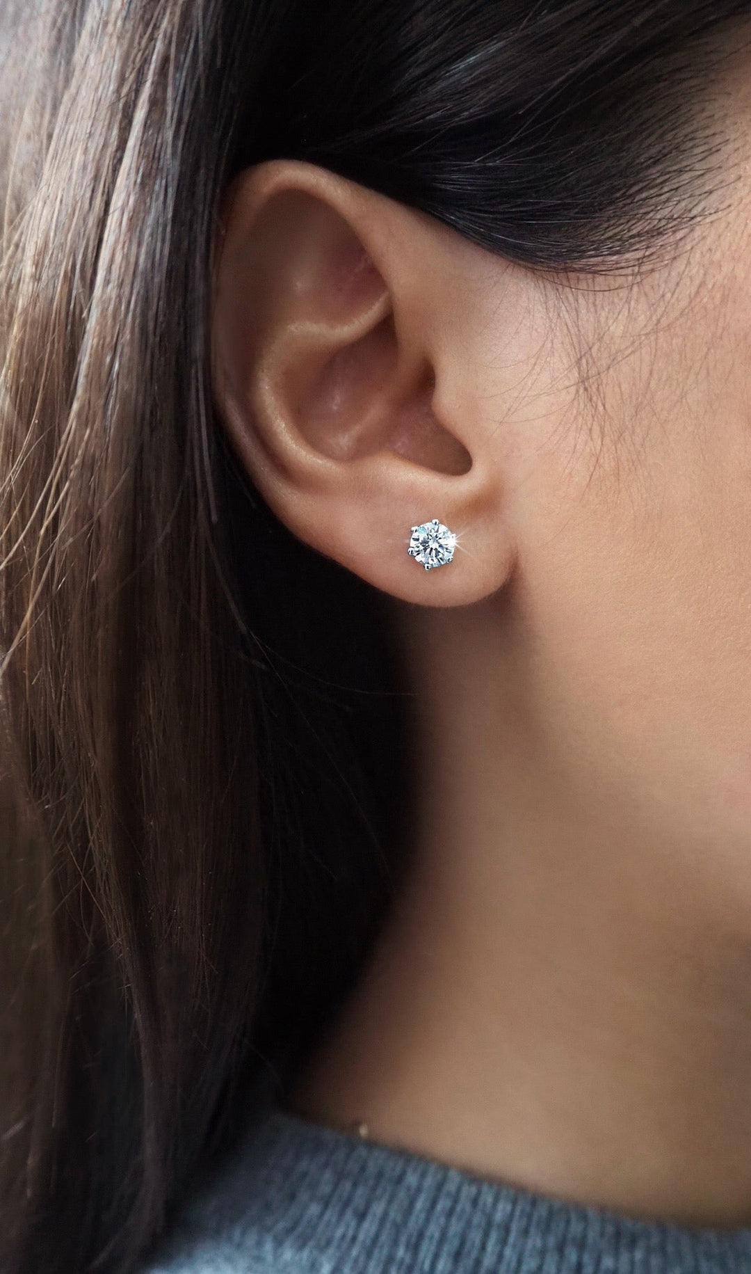 0.5CT Round Solitaire G-VVS Lab Grown Diamond Earrings