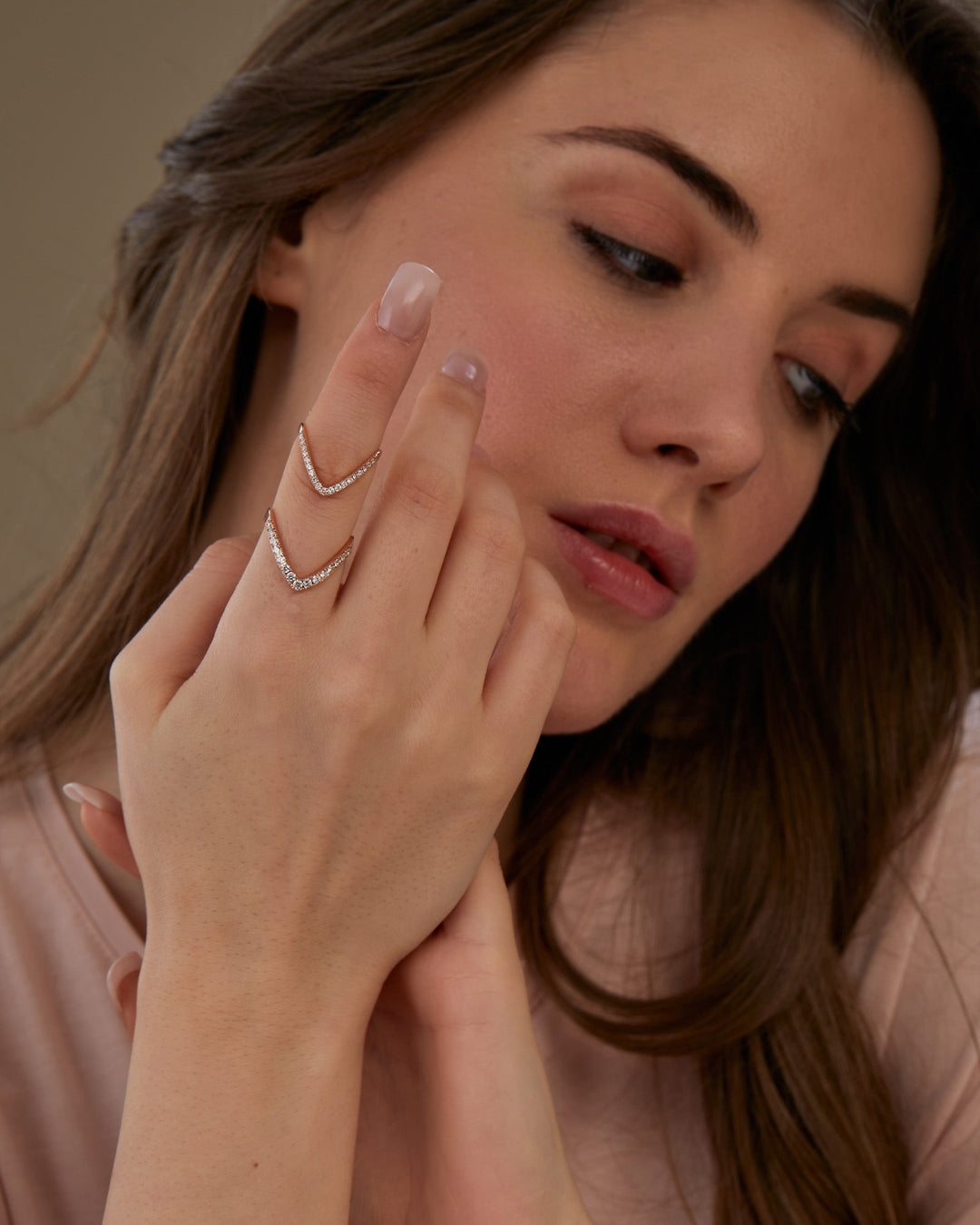 0.5ct Round EF- VVS Lab Grown Diamond V-Shaped Wedding Band