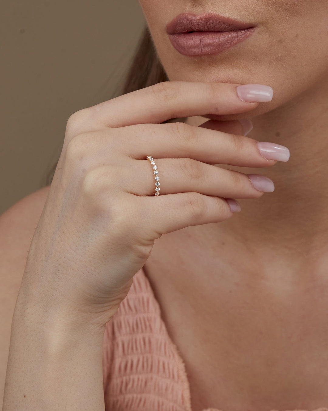 0.74ct Bezel Round EF- VVS Lab Grown Diamond Full Eternity Wedding Band