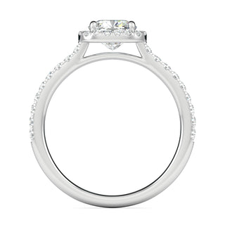 0.76ct Cushion Halo F- VS1 Lab Grown Diamond Pave Engagement Ring