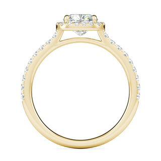 0.76ct Cushion Halo F- VS1 Lab Grown Diamond Pave Engagement Ring